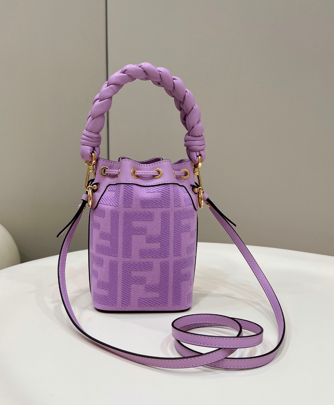 F**di FD Small Mon Tresor Bucket Bag Purple/ Green For Women 7.1 in/ 18 cm 8BS010AKKWF1JCO