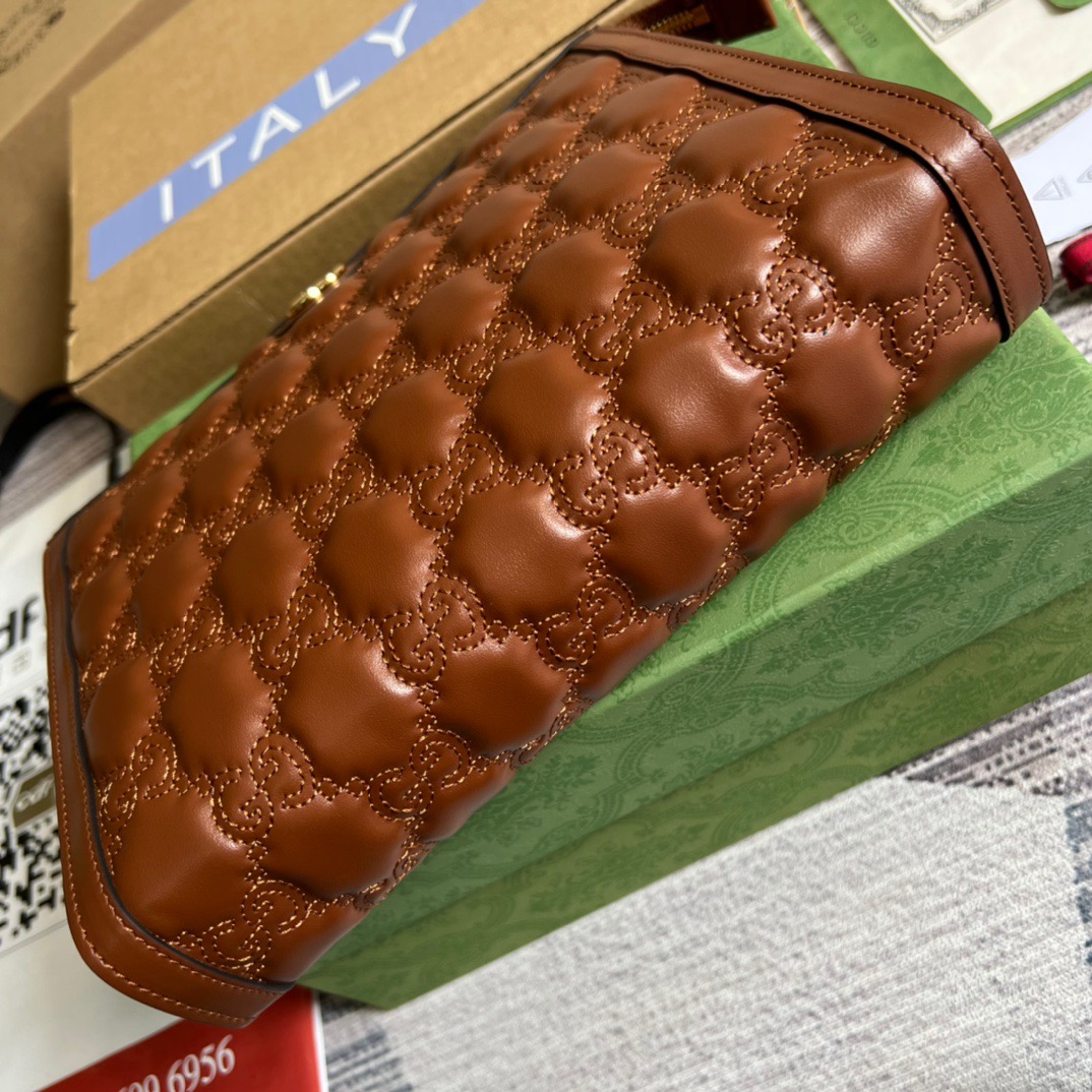 Gvc*1 GG Matelassé Pouch Black/Brown/ Grey For Women‎ 723780 UM8IG 1000 10.6 in/ 27 cm