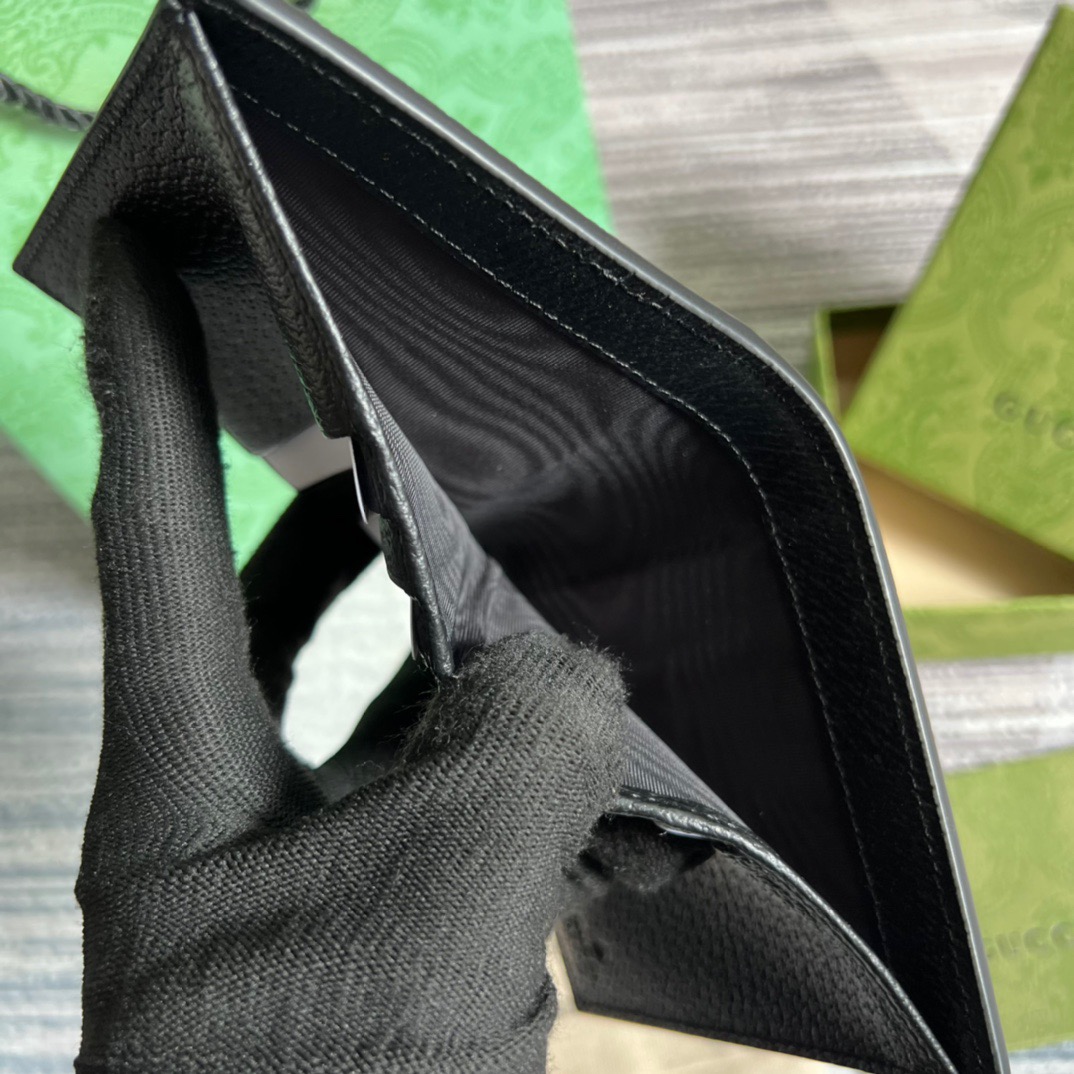 Gvc*1 GG Marmont Bi-Fold Wallet Black/Blue For Men 4.3in/11cm ‎428726 1T56F 1000