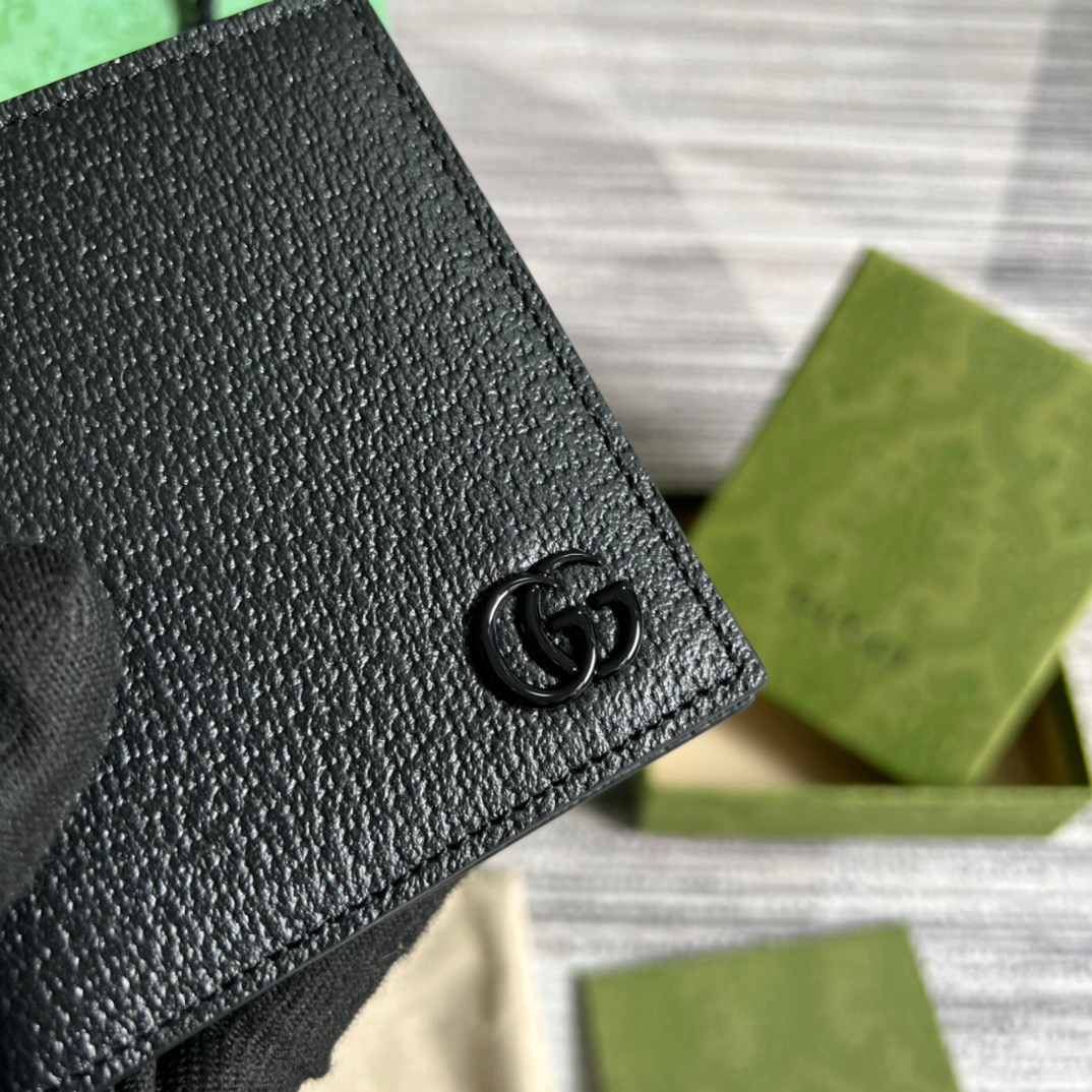 Gvc*1 GG Marmont Bi-Fold Wallet Black/Blue For Men 4.3in/11cm ‎428726 1T56F 1000