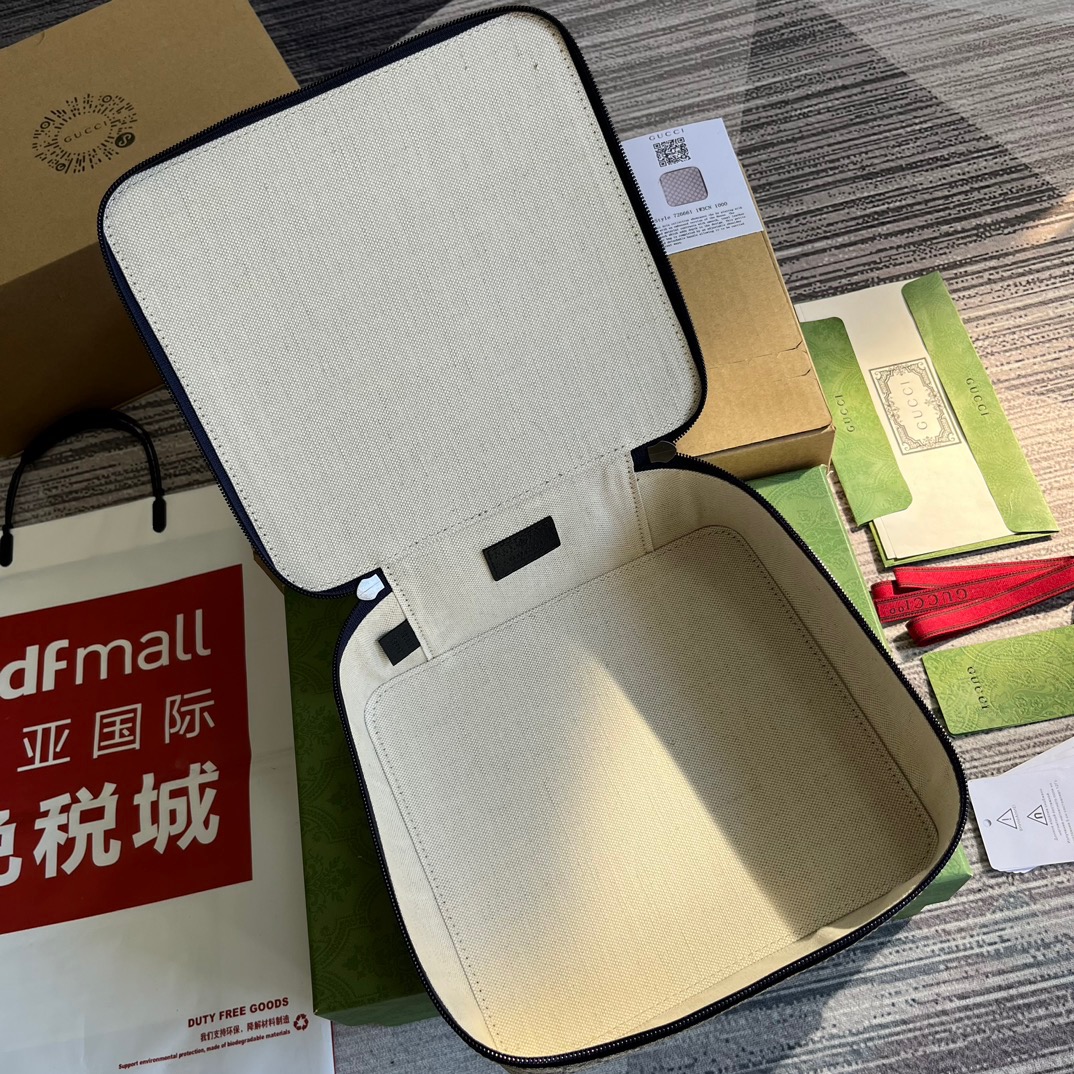 Gvc*1 GG Medium Packing Cube Svp*me Canvas Beige/Grey For Men 7.7in/20cm ‎‎‎726661 KGD0N 4060