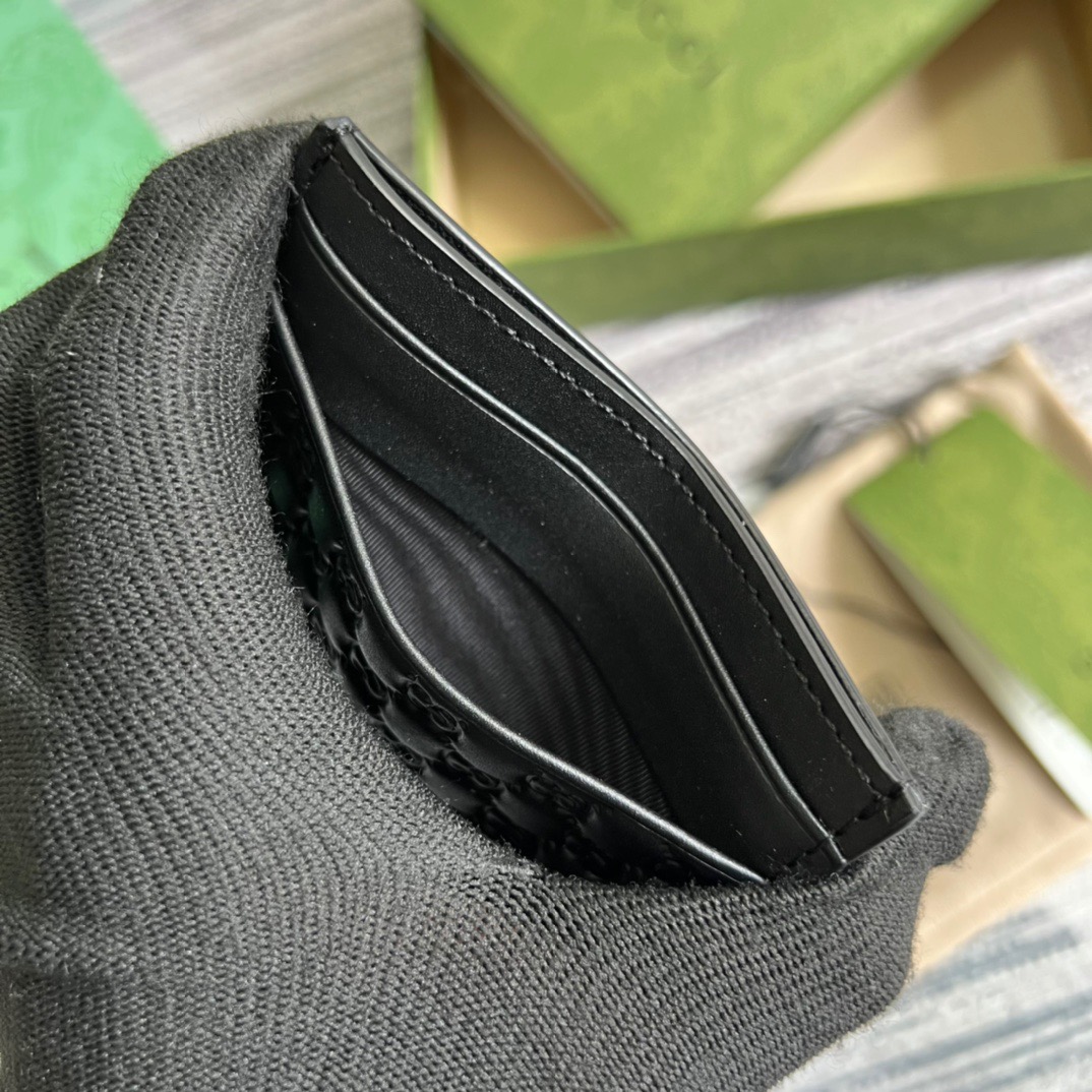 Gvc*1 GG Ssima Card Case Black For Men 3.9in/10cm 262837 BMJ1N 1000