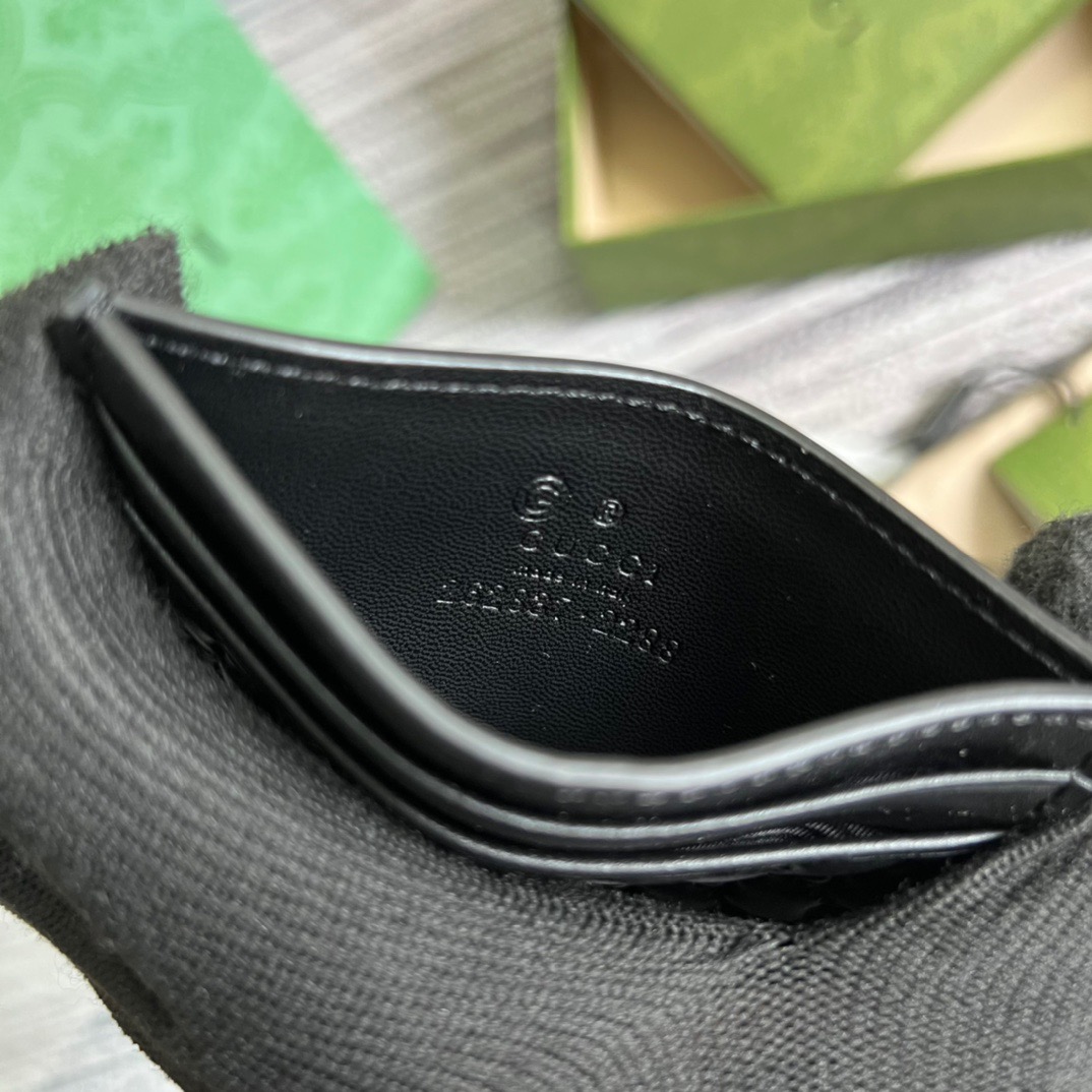 Gvc*1 GG Ssima Card Case Black For Men 3.9in/10cm 262837 BMJ1N 1000