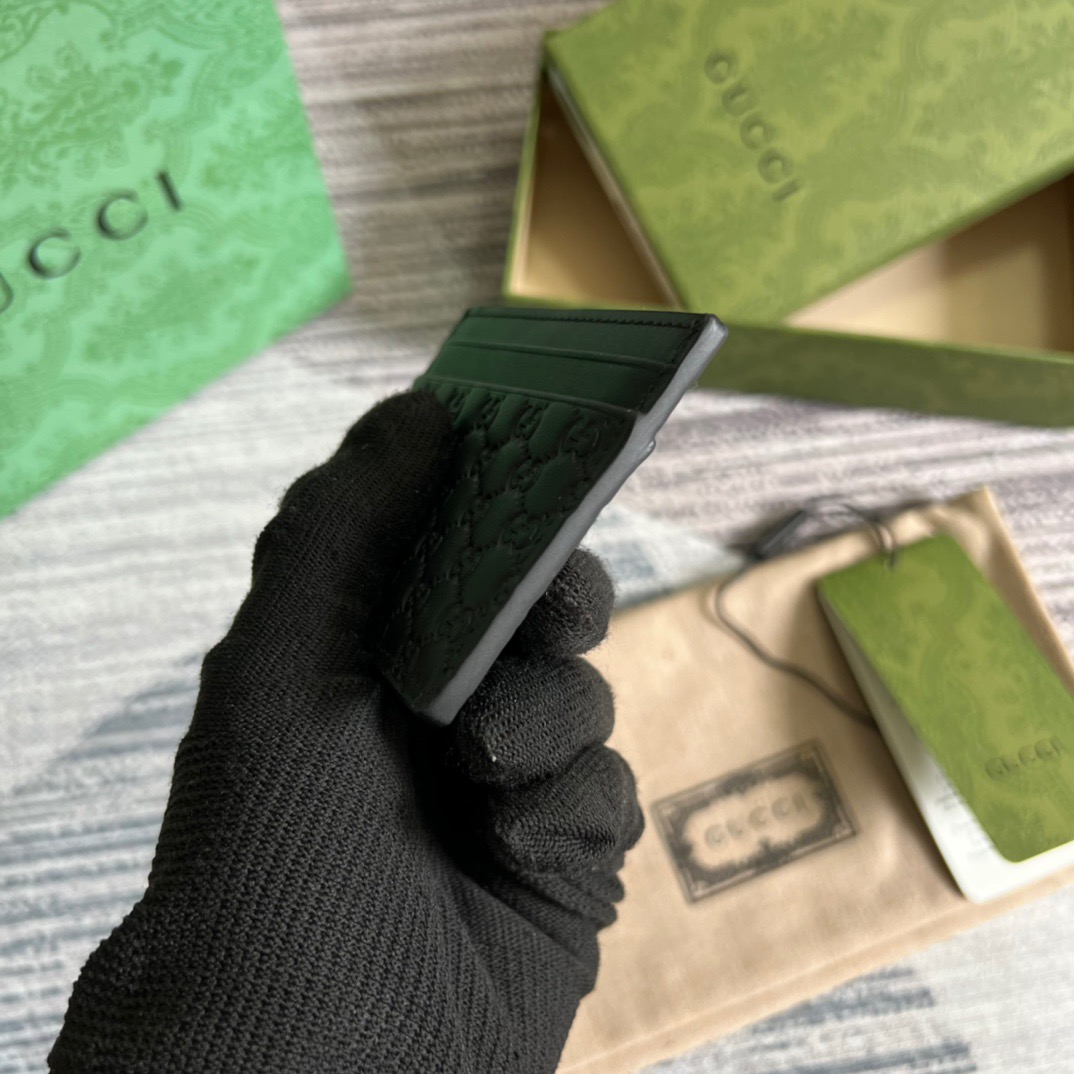 Gvc*1 GG Ssima Card Case Black For Men 3.9in/10cm 262837 BMJ1N 1000