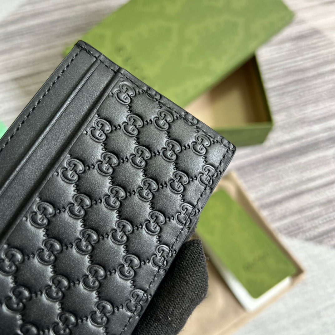 Gvc*1 GG Ssima Card Case Black For Men 3.9in/10cm 262837 BMJ1N 1000