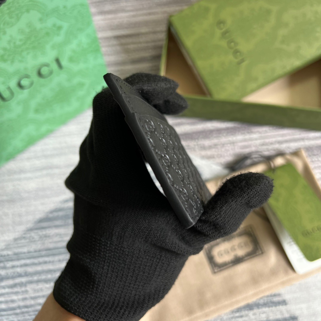 Gvc*1 GG Ssima Card Case Black For Men 3.9in/10cm 262837 BMJ1N 1000