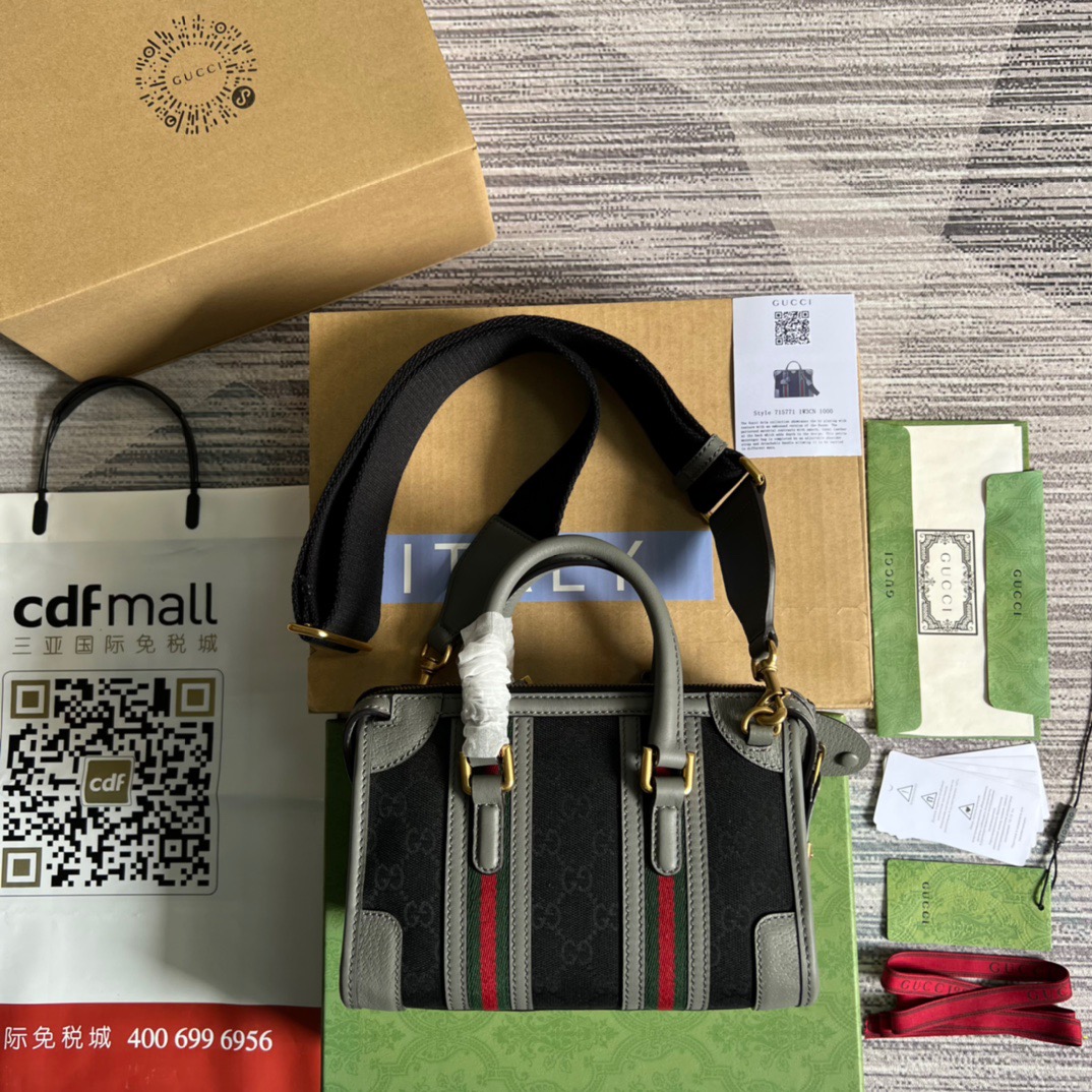 Gvc*1 Mini Top Handle Bag With Double G Brown/Grey For Men 8.7in/22cm