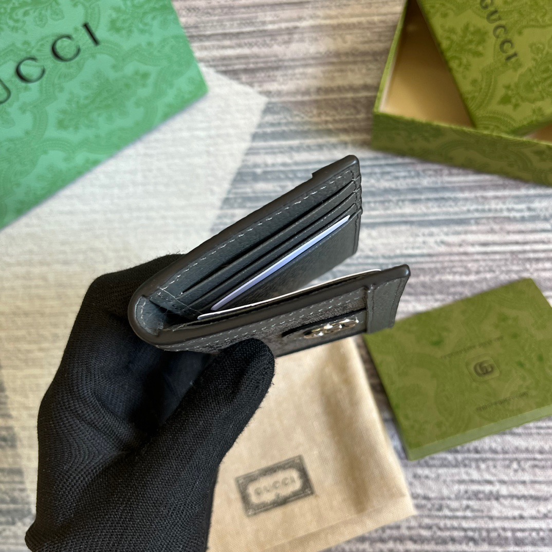 Gvc*1 Ophidia Card Case Svp*me Canvas Grey For Men 4.7in/12cm ‎‎734943 UULBN 1244