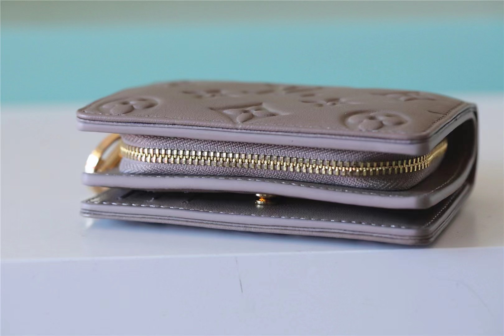 Lou Wallet Monogram Embossed Light Brown For Women 4.3in/11cm