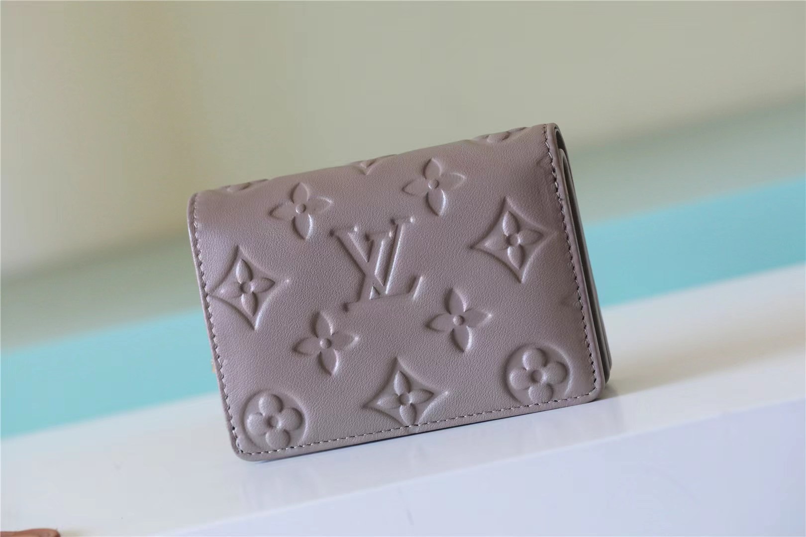 Lou Wallet Monogram Embossed Light Brown For Women 4.3in/11cm