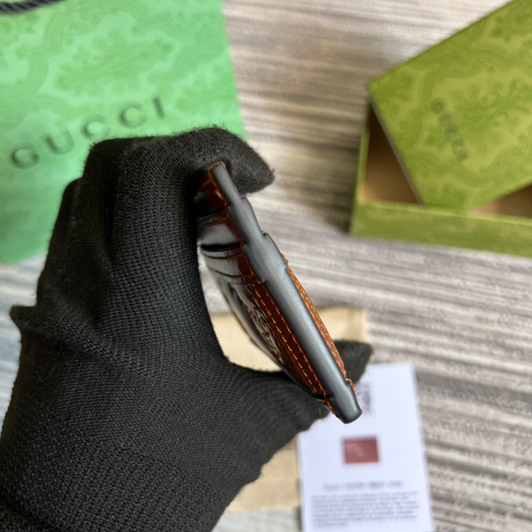 GG Portacarte GG Matelassé Brown For Women‎ 3.9 in/ 10 cm‎ 723790 UM8IG 2546