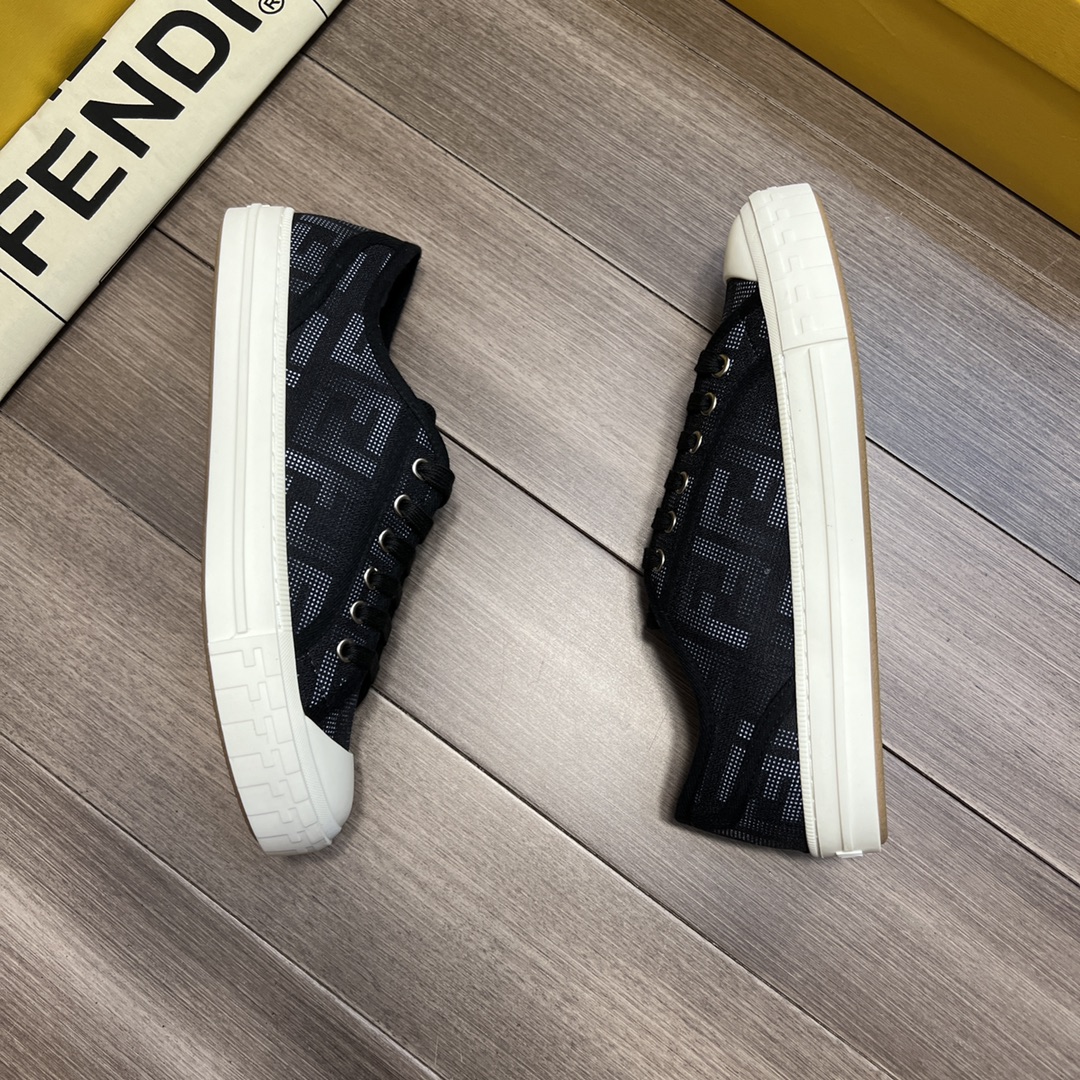 F**di FD Domino Fabric Low-Tops Sneakers Black For Men
