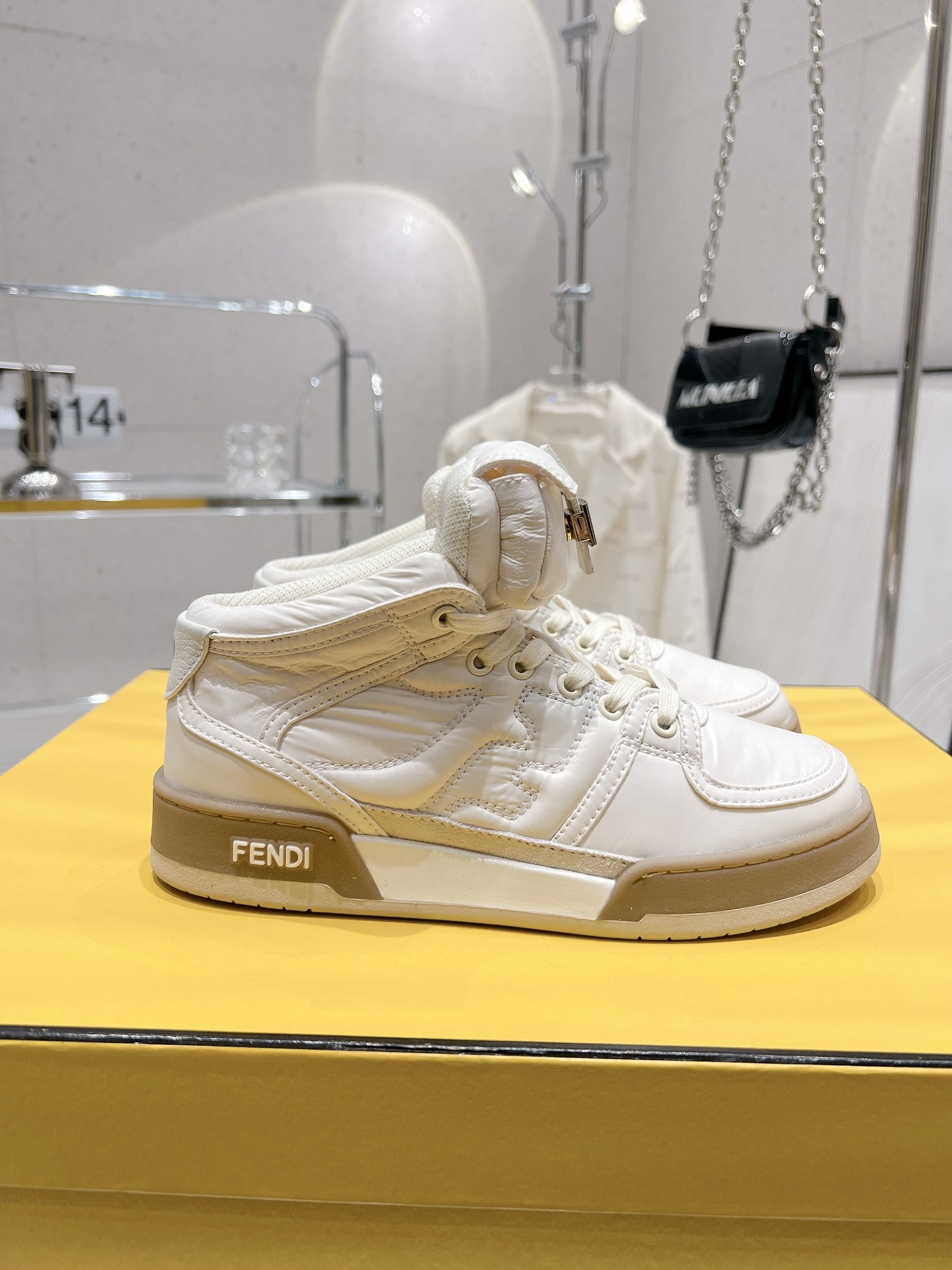 FD F**di Match Lace-Up High-Top Sneakers White For Women