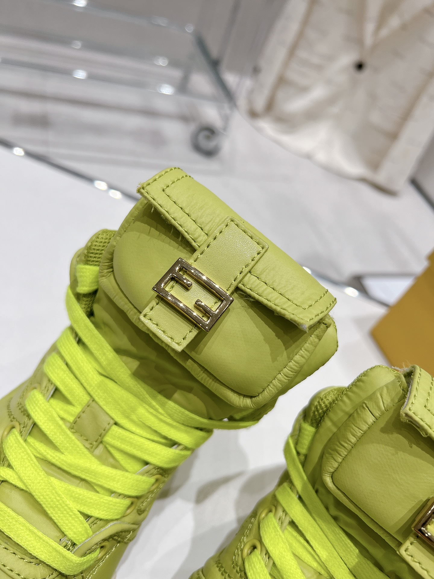 FD F**di Match Lace-Up High-Top Sneakers Green For Women