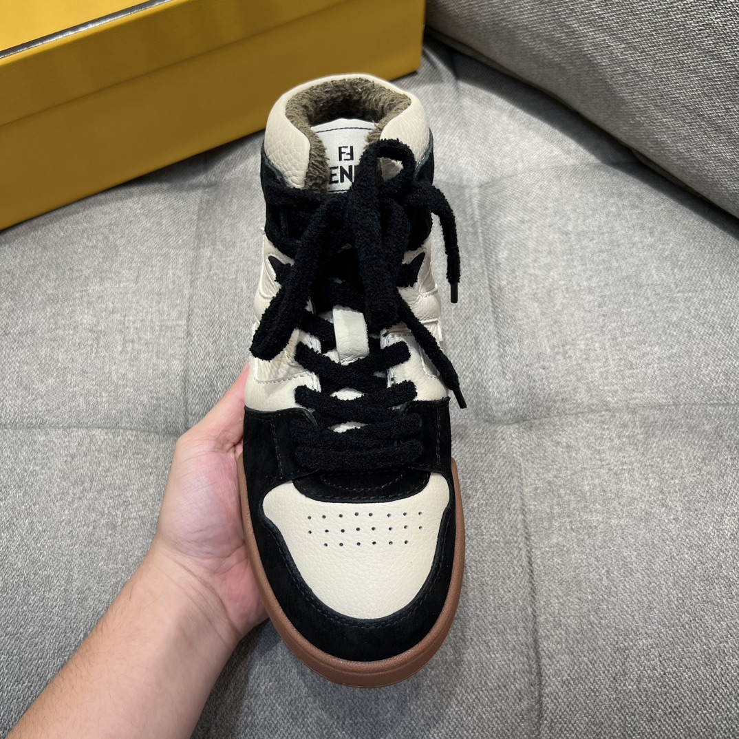 F**di FD F**di Match Lace-Up Hight-Tops Sneakers Black For Men 8E8358AHH2F1FZB