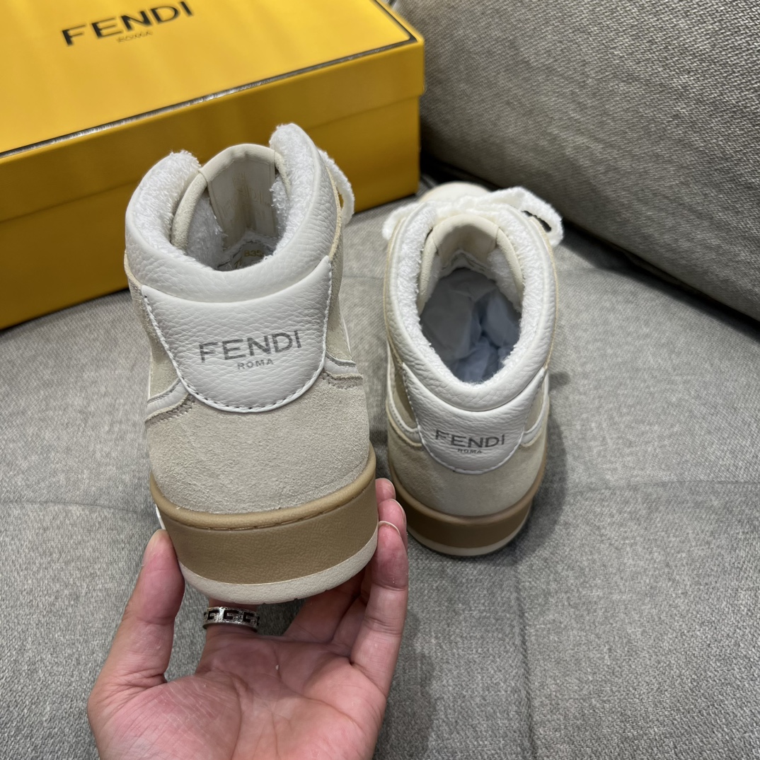 F**di FD F**di Match Lace-Up High-Tops Sneakers White For Men 8E8358AHH2F1FHS