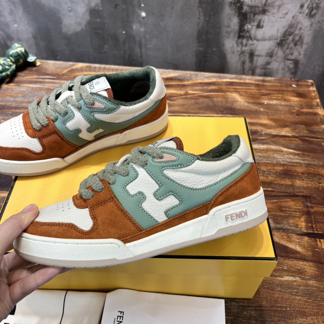 F**di FD F**di Match Low Tops Sneakers Brown And Green For Women