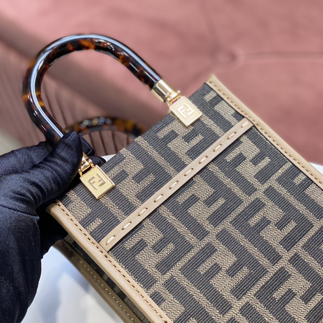 F**di FD Sunshine Mini Shopper Bag Brown For Women 7.1 in/ 18 cm