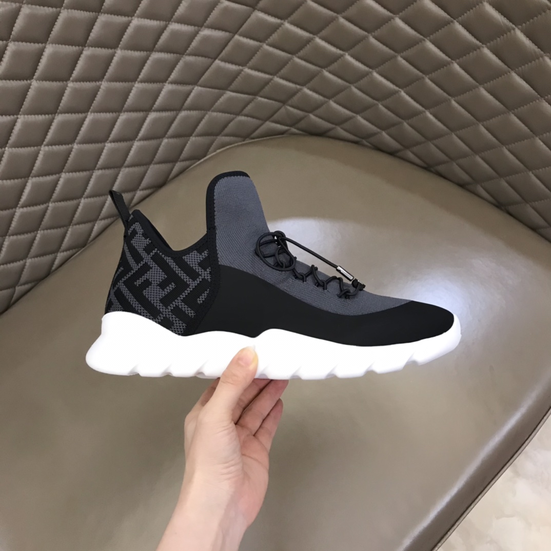 F**di FD Technical Mesh High-Tops Sneakers Grey For Men