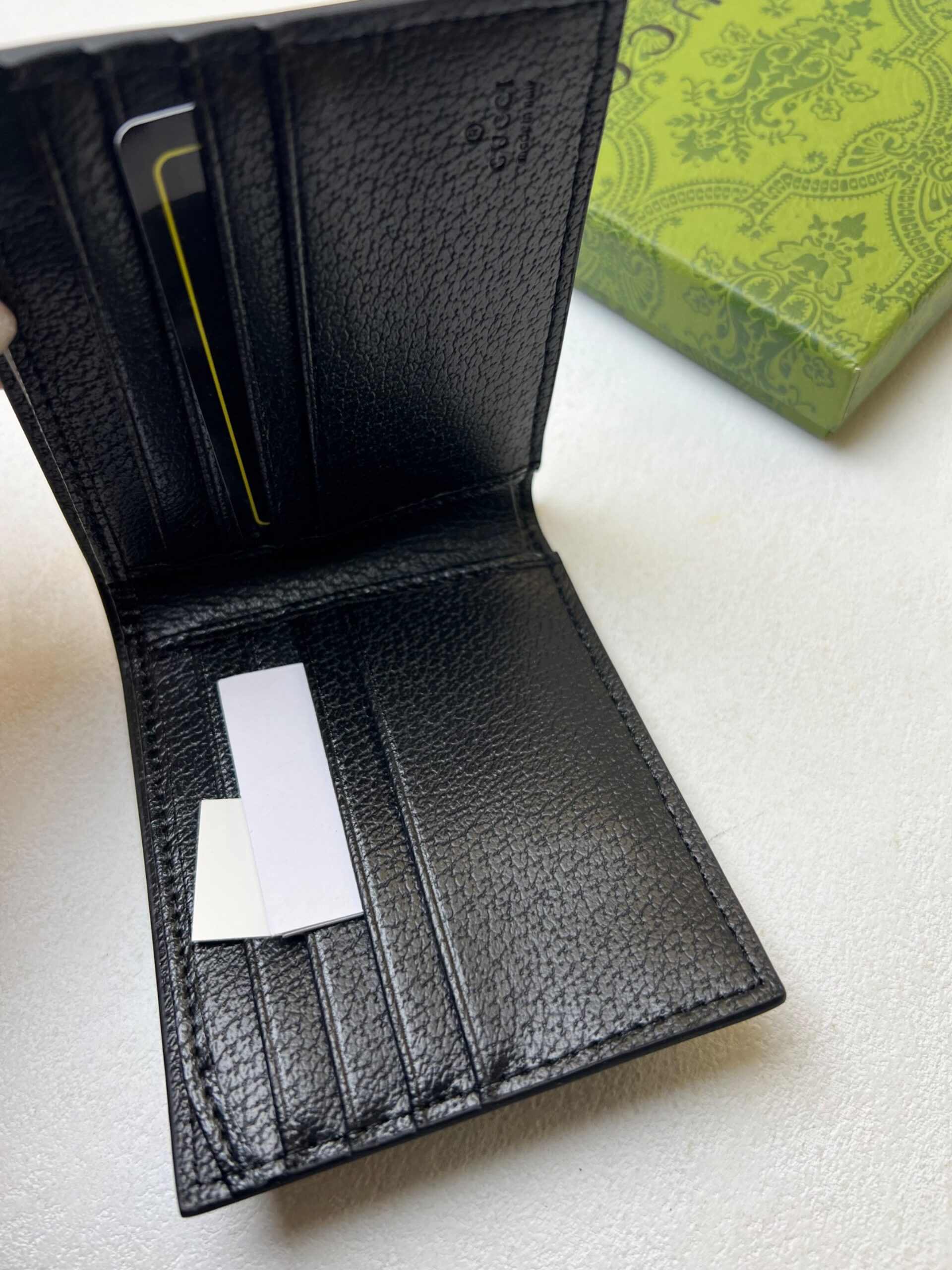 Gvc*1 GG Marmont Bi-Fold Wallet Black/Blue For Men 4.3in/11cm ‎428726 1T56F 1000