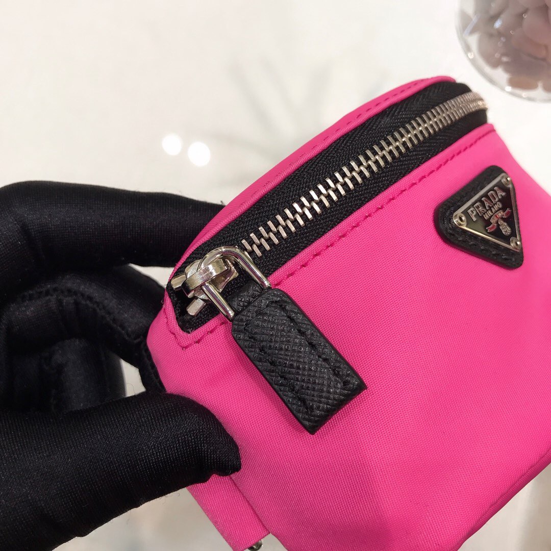 Pra*a Nylon Wristlet Clutch Bag Black/Pink/Red For Women 5.1 in/ 13 cm 2TT095_D02_F0002