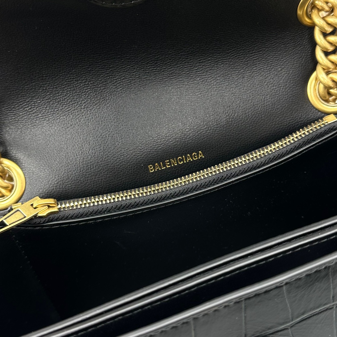 Ba1en*iaga Crush Small Chain Bag Black/White For Women‎ 9.8in/25cm 716351210IX1000