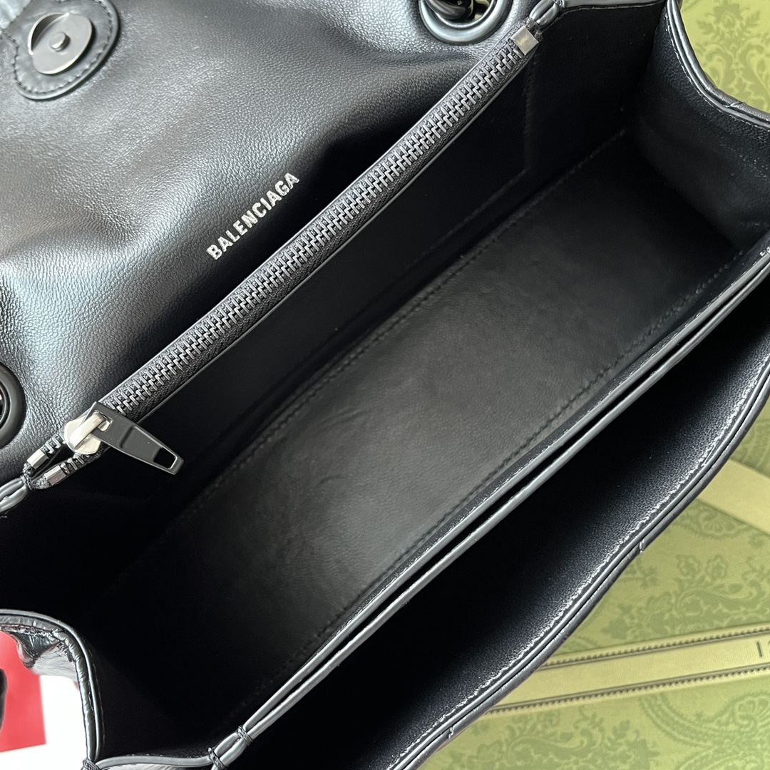 Ba1en*iaga Crush Small Chain Bag Black/Silver/White For Women‎ 9.8in/24.9cm 716351210IY1000