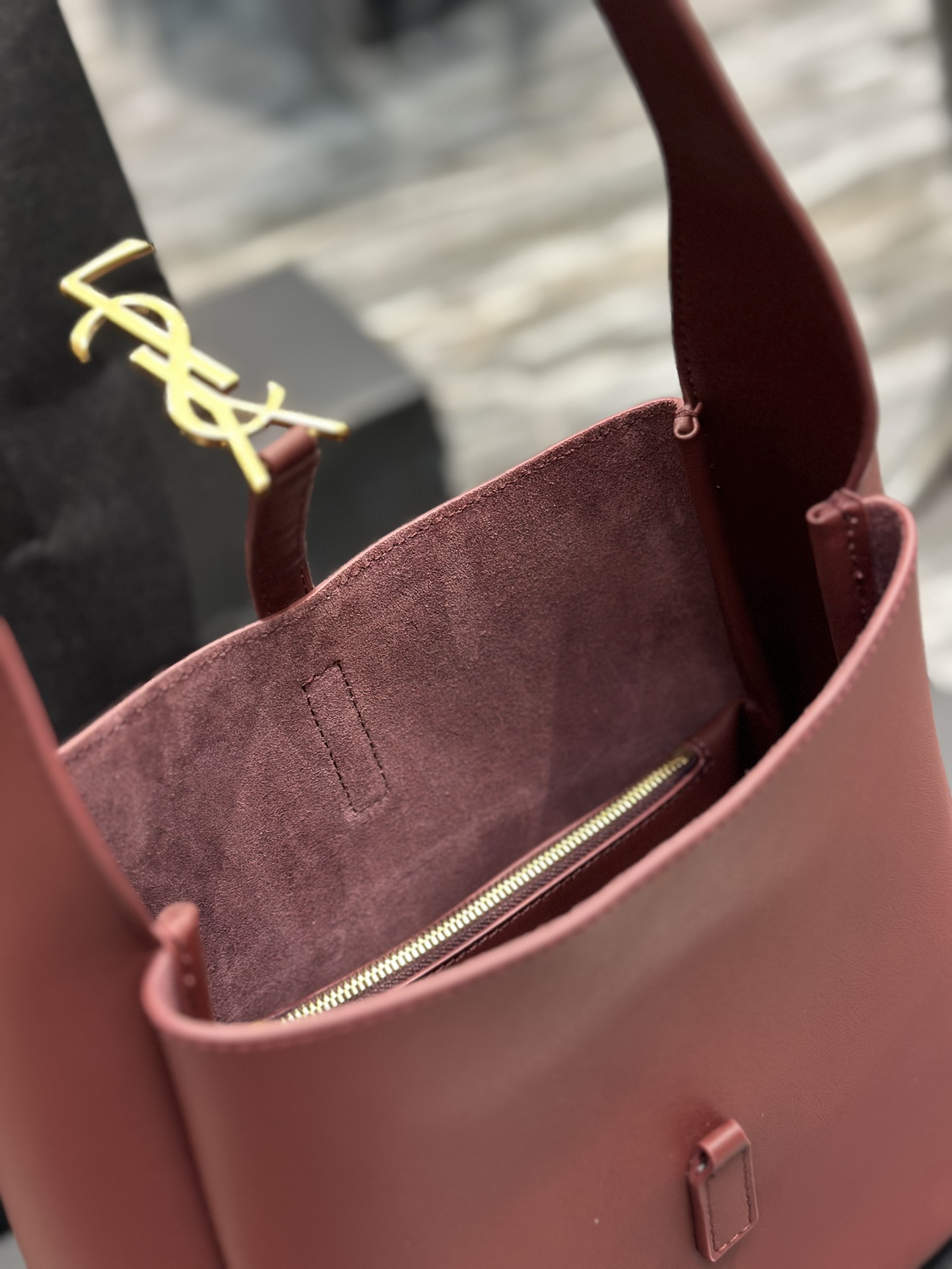 Sa1nt Lau*nt Le 5 A 7 Soft Small Black/Yellow/Burgundy For Women‎ 9in/23cm 713938AAAUQ1000