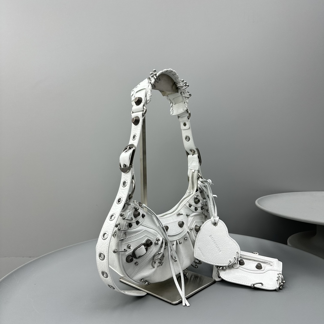 Ba1en*iaga Le Cagole XS Shoulder Bag Black/White For Women‎ 10.2in/26cm 671309210G81000