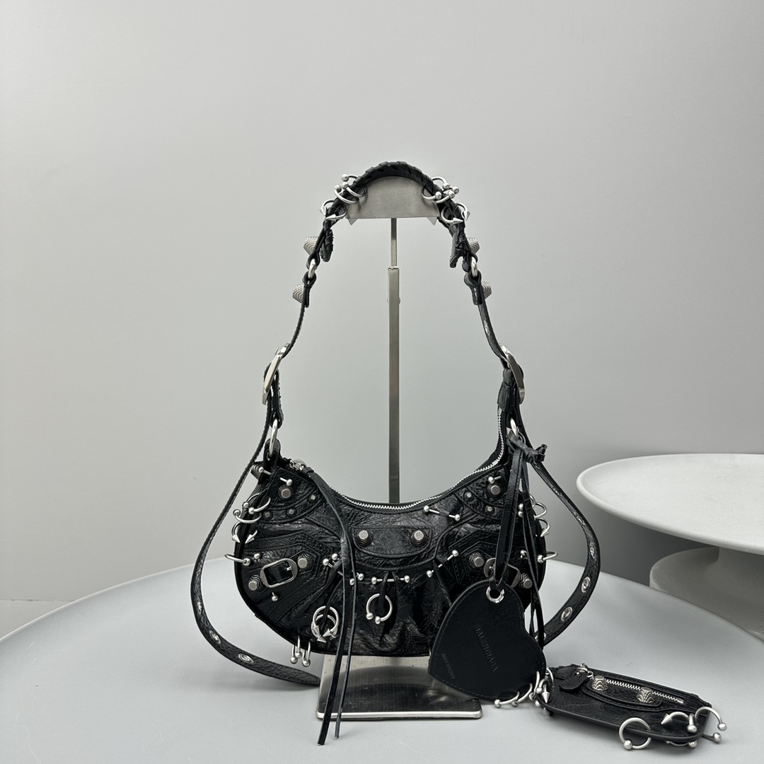 Ba1en*iaga Le Cagole XS Shoulder Bag Black/White For Women‎ 10.2in/26cm 671309210G81000