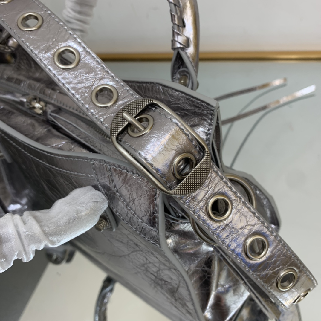 Ba1en*iaga Neo Cagole City Small Handbag Black/Silver For Women‎ 13in/33cm