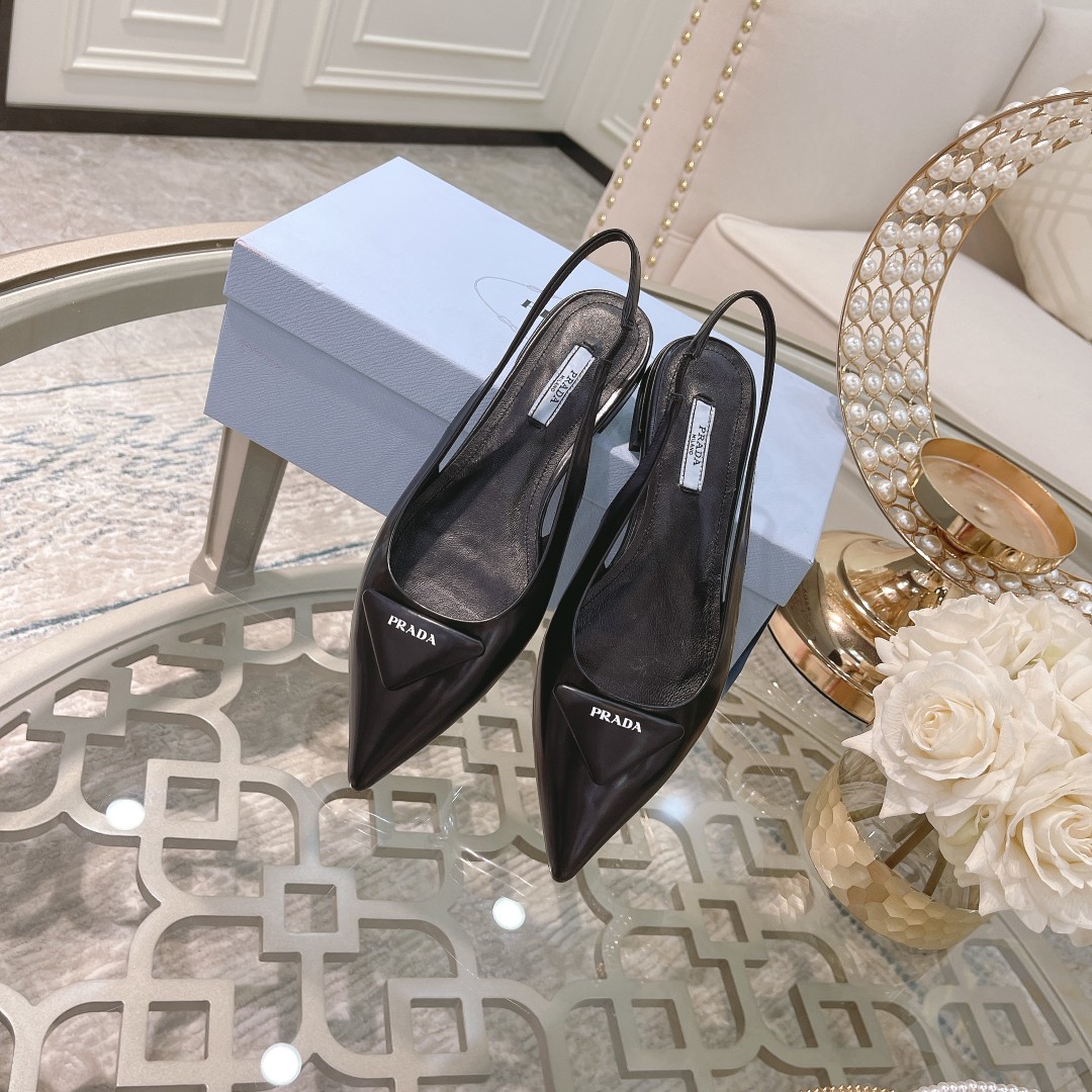 Pra*a Brushed Slingback Pumps Light Black For Women 0.4 in/ 1 cm