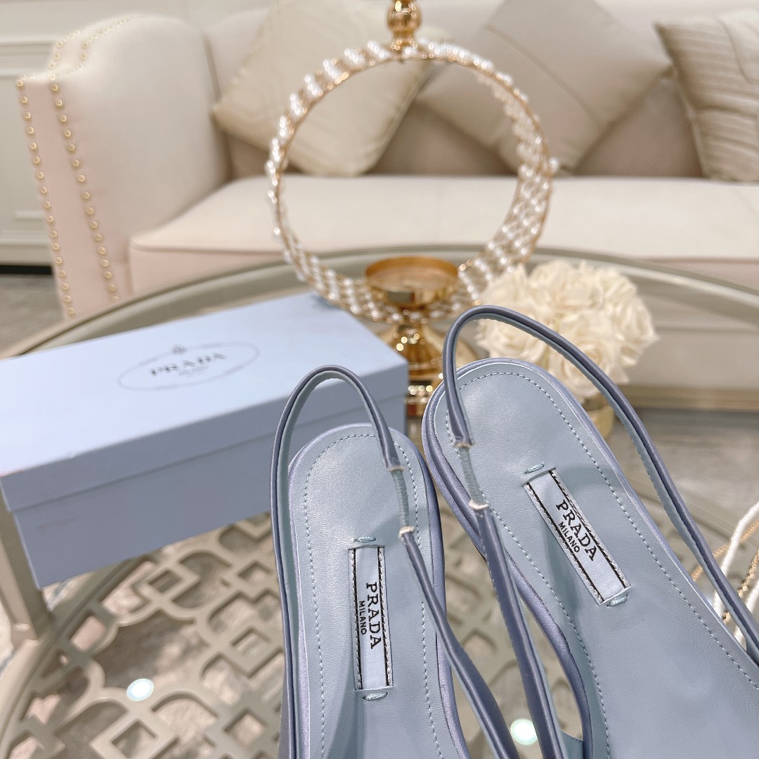 Pra*a Brushed Slingback Pumps Light Blue For Women 0.4 in/ 1cm