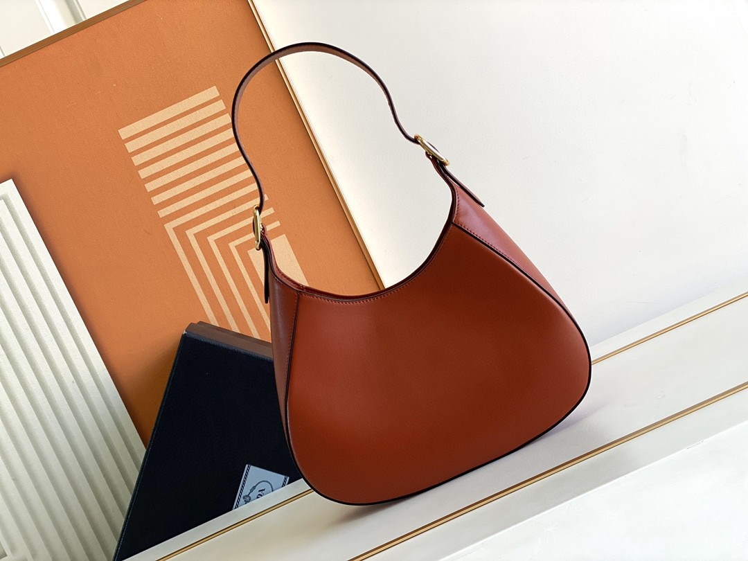 Pra*a Cleo Brushed Shoulder Bag Brown/Green Khaki For Women 10.6 in / 27 cm