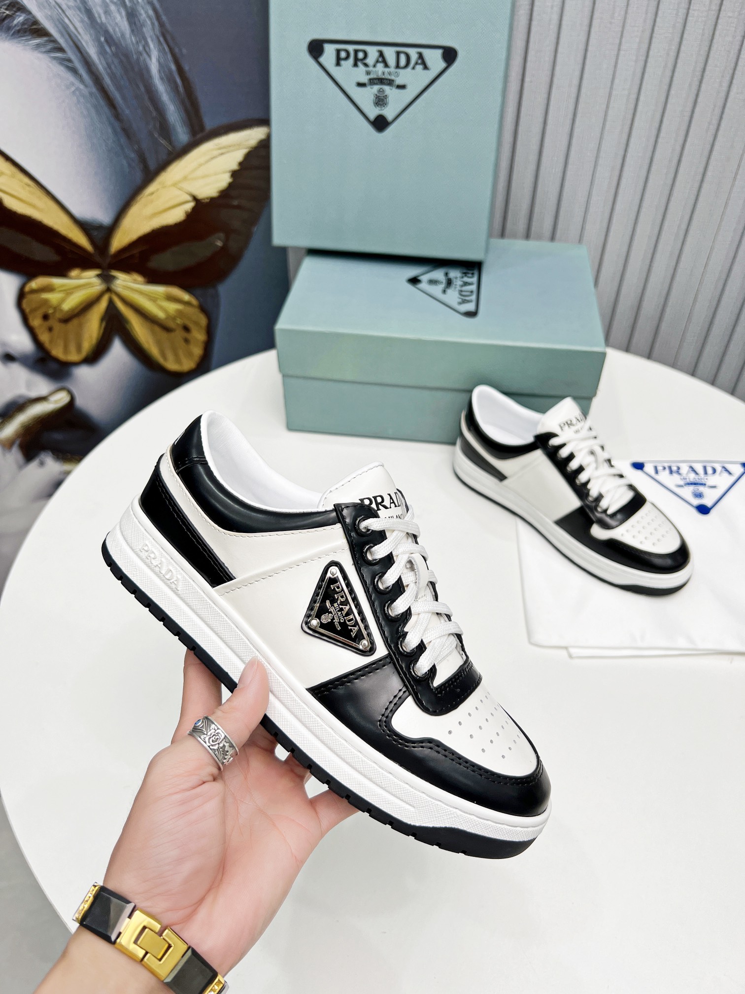 Pra*a Downtown Sneakers Black For Women 1.2 in/ 3 cm 1E792M_3LKG_F0964_F_030