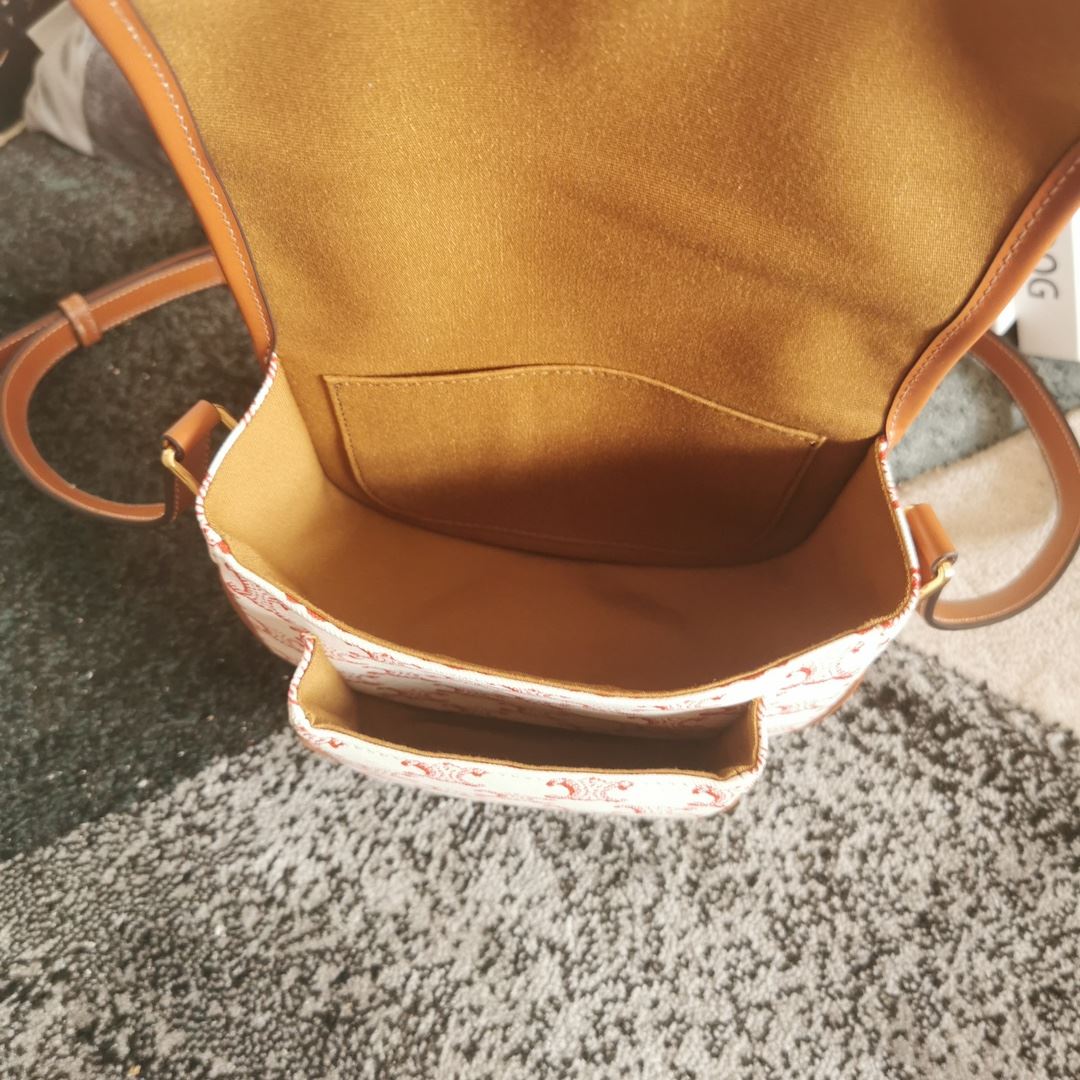 Ce1i*e Folco Bag In Triomphe Canvas With Ce1i*e Print Pink And White For Women‎ 7in/18.5cm