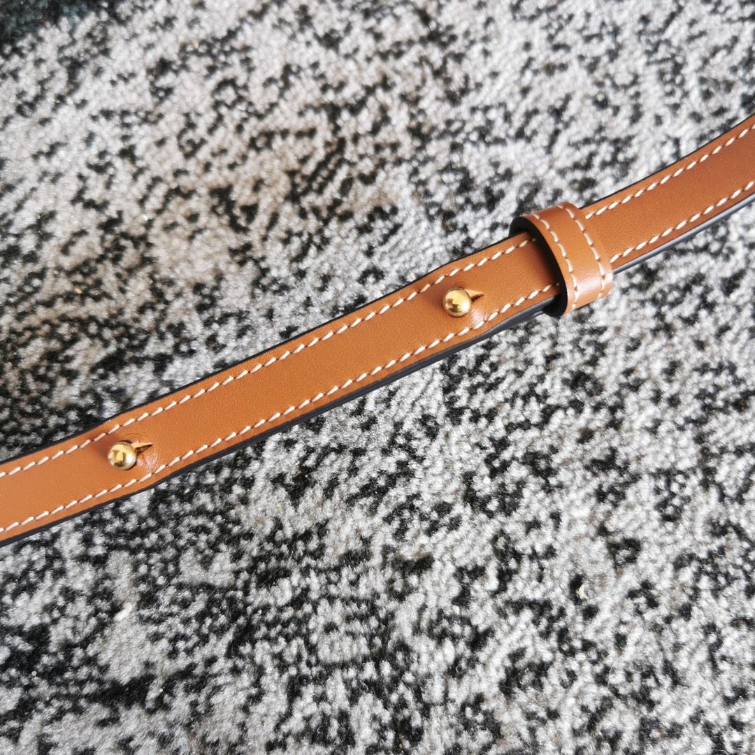 Ce1i*e Oval Bag Cuir Triomphe In Smooth Black/White/Brown For Women‎ 8in/20cm 198603DXC.38NO