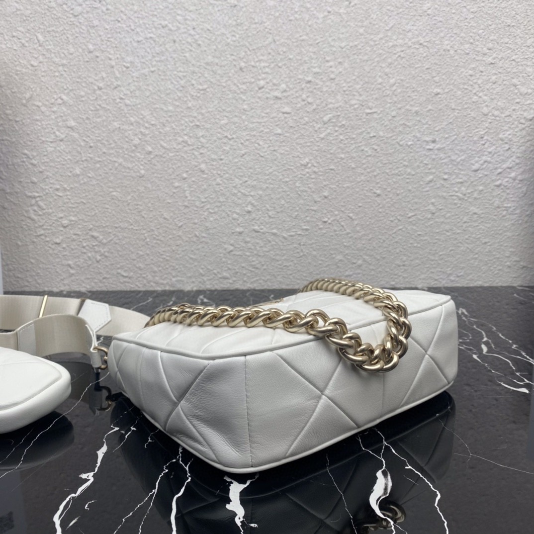 Pra*a Padded Hobo Bag Black/White For Women 9.5 in / 24 cm 1BC151_RDJN_F0002_V_B9O