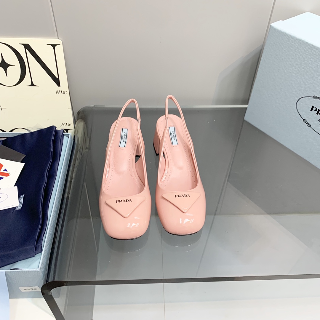 Pra*a Patent Slingback Pumps Light Pink For Women 2.1 in/ 5.5 cm