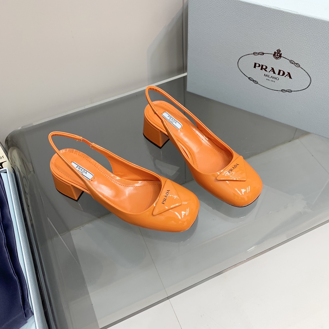 Pra*a Patent Slingback Pumps Orange For Women 2.1 in/ 5.5 cm