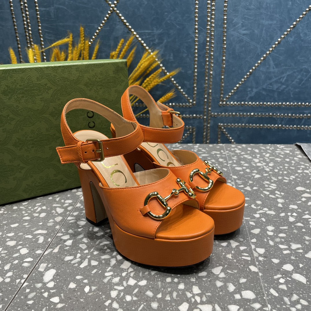 Gvc*1 Platform Sandal With Horsebit Orange For Women