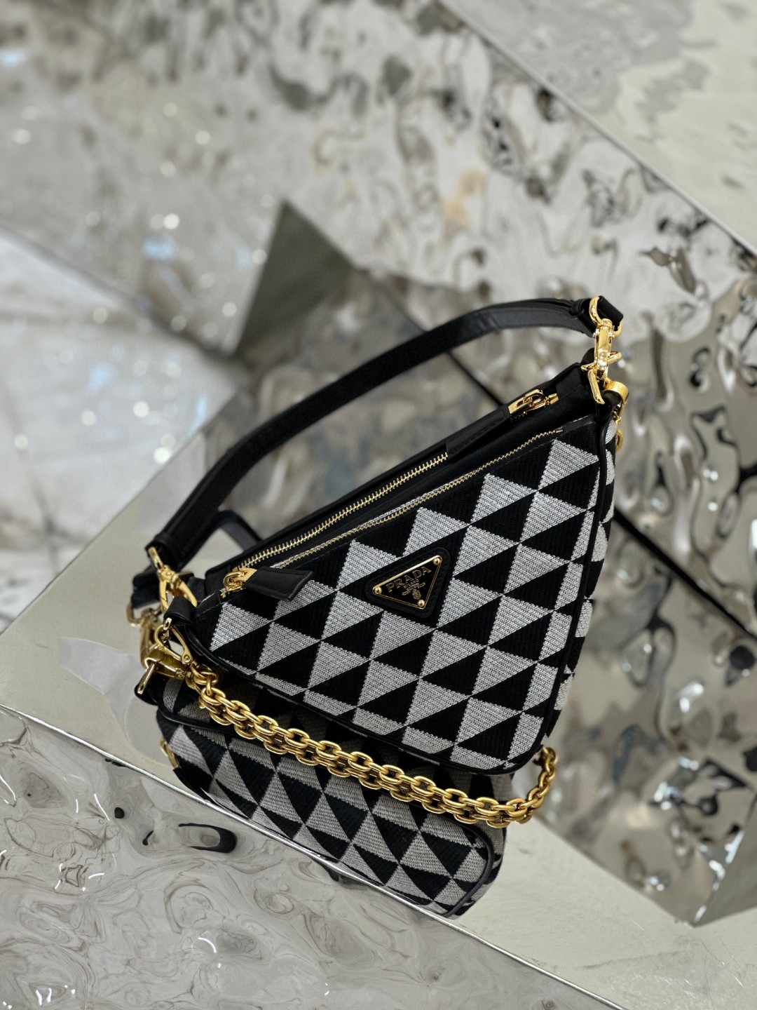 Pra*a Symbole Fabric Mini Bag Green/Grey For Women 11 in / 28 cm 1BC176_2FPN_F0G5R_V_OOO