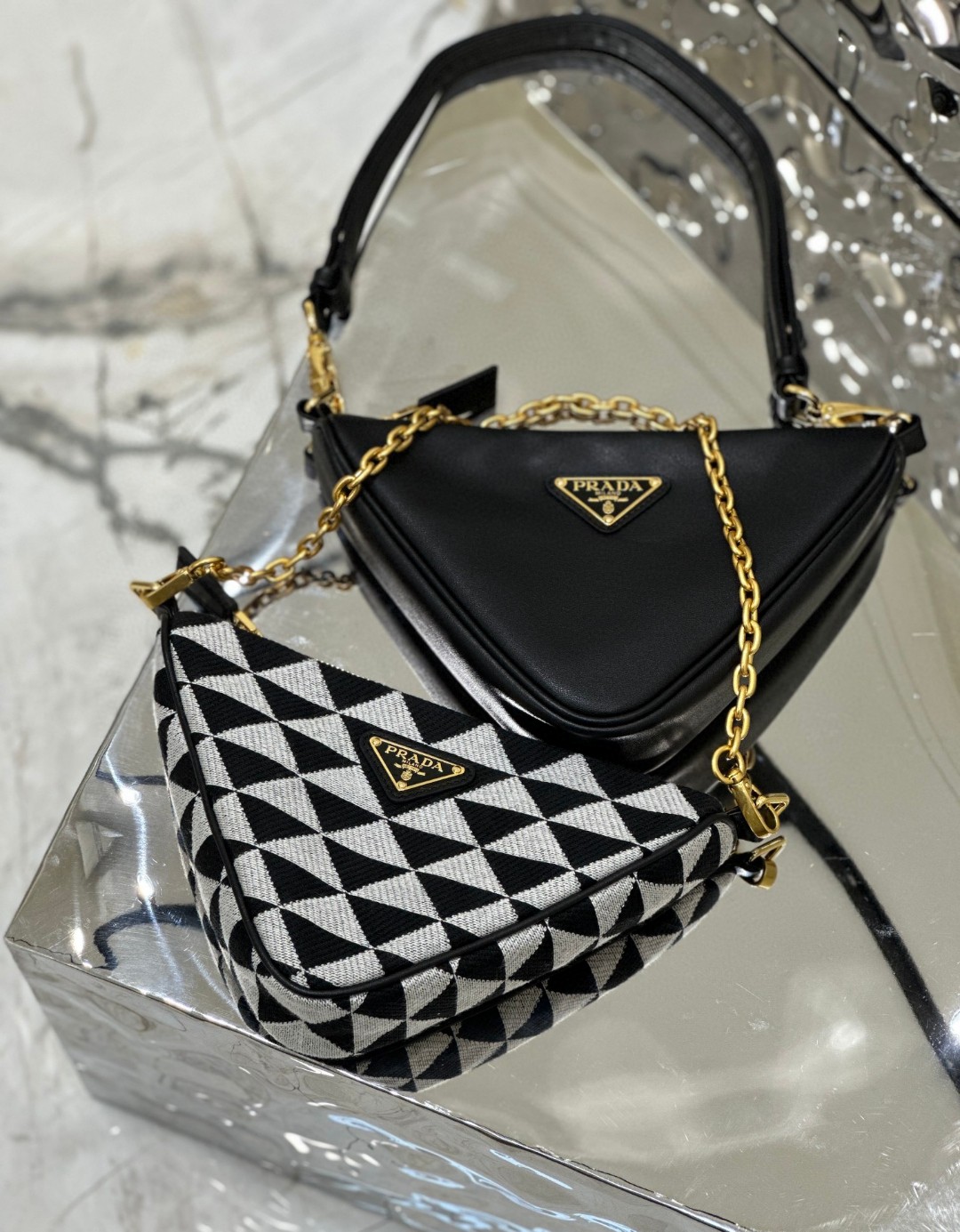 Pra*a Symbole Fabric Mini Bag Green/Grey For Women 11 in / 28 cm 1BC176_2FPN_F0G5R_V_OOO