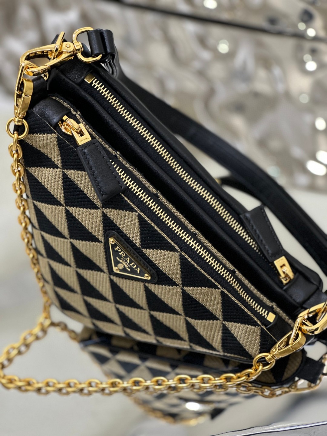 Pra*a Symbole Fabric Mini Bag Red/Beige For Women 11 in / 28 cm 1BC176_2FPN_F0V1I_V_OOO