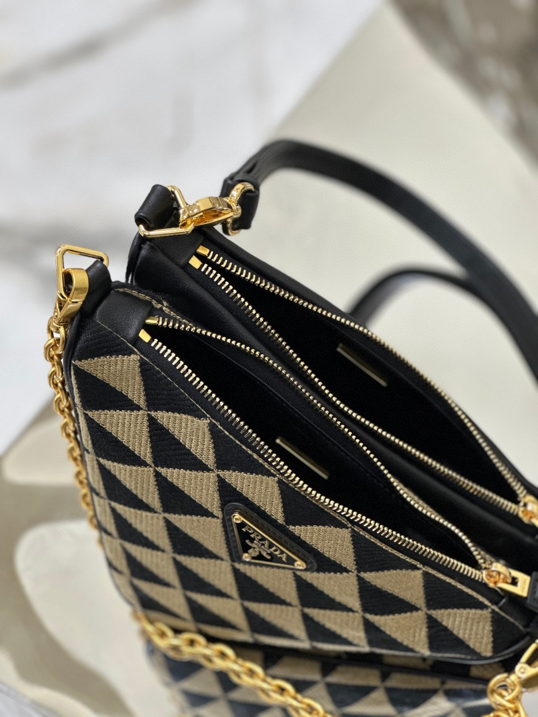 Pra*a Symbole Fabric Mini Bag Red/Beige For Women 11 in / 28 cm 1BC176_2FPN_F0V1I_V_OOO