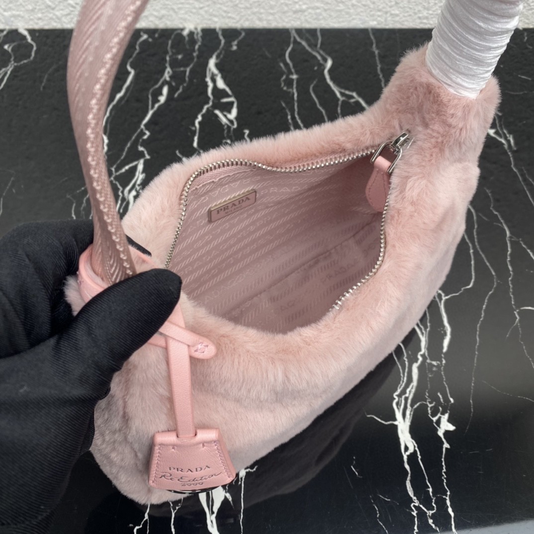 Pra*a Re-Edition 2000 Mini Bag Black/White/Pink For Women 8.6 in / 22 cm 1NE515_2DUE_F0002