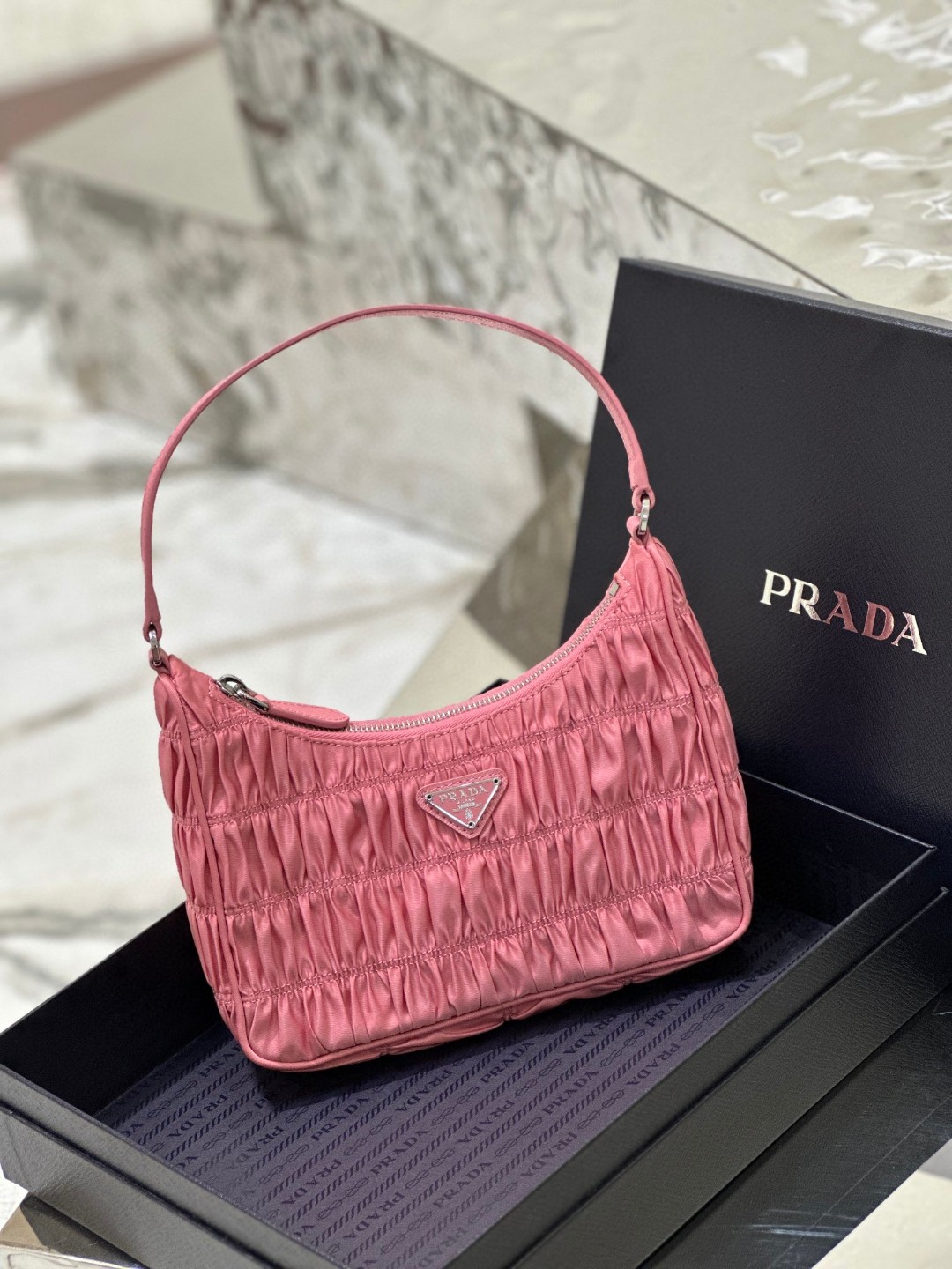 Pra*a Saffiano Mini Bag Pink/Beige/Blue For Women 8.6 in / 22 cm