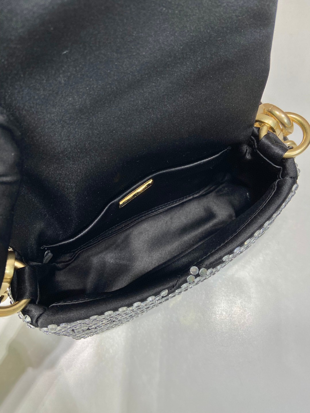 Pra*a Satin Mini-Bag With Crystals Black For Women 6.7 in / 17 cm 1BD329_2AWL_F0522_V_QOO