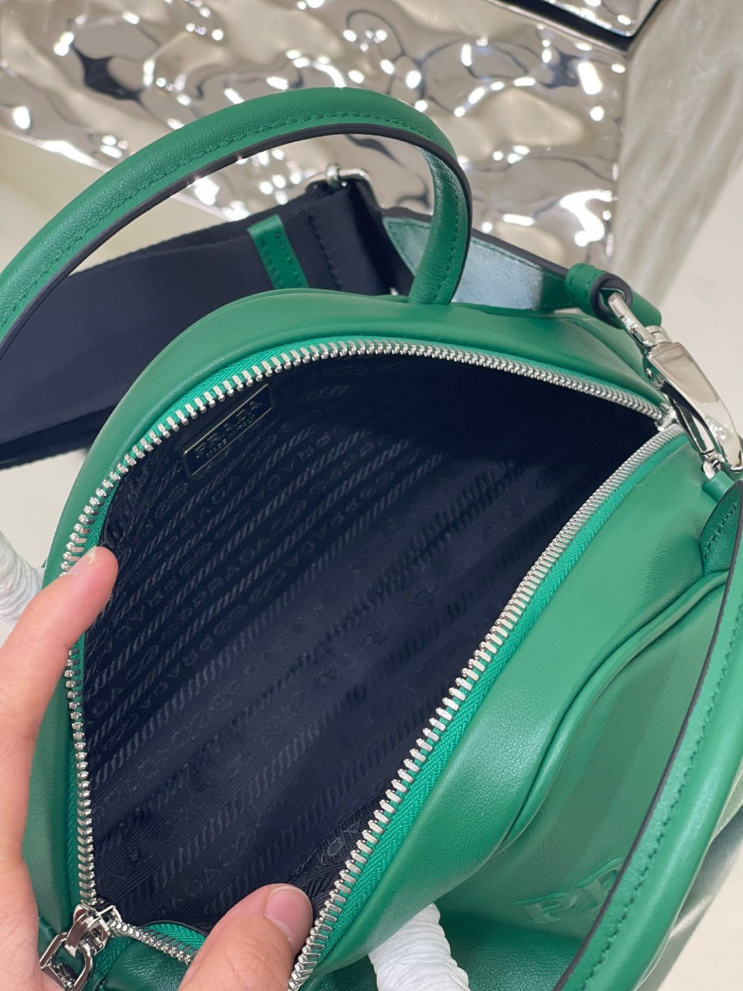 Pra*a Triangle Bag Yellow/Green For Women 9.8 in / 25 cm 1BB082_2BYA_F0377_V_NEO