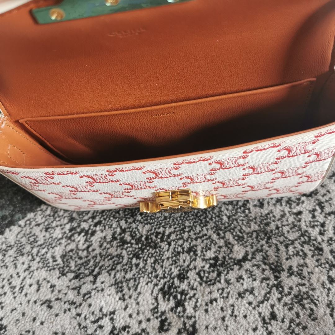 Ce1i*e Triomphe Shoulder Bag In Canvas Brown/ Light Yellow/White For Women‎ 8in/20cm 194142CUZ.04LU